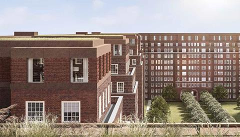 Dolphin Square - Eric Parry Architects - illustrative view looking south across the square from roof of Rodney House