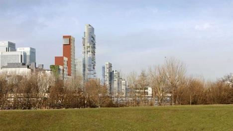 The 2010 incarnation of Farrells' Skyline prpoposals, seen from Mudchute Park