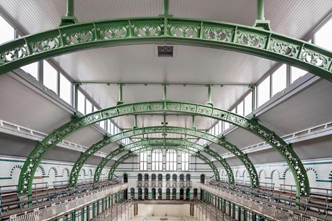 The restored roof and ironwork at Moseley Road Baths' Gala Pool in Birmingham