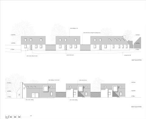 Toberonochy houses by Denizen Works Front and rear elevations