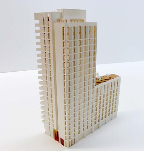 Model of Metropolitan Workshop's Croydon scheme for developer Pocket Living