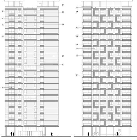 Details of the west and south elevation proposals for Sivill House