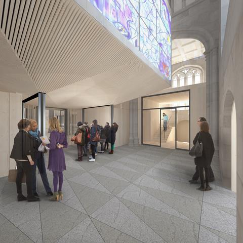 Entrance hall of LDN Architects' competition-winning proposals for St Michael le Belfrey Church in York