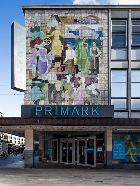 The Co-op, opened in June 1958, with its colourful tiled mural by the artist Gyula Bajó Image copyright Elain Harwood