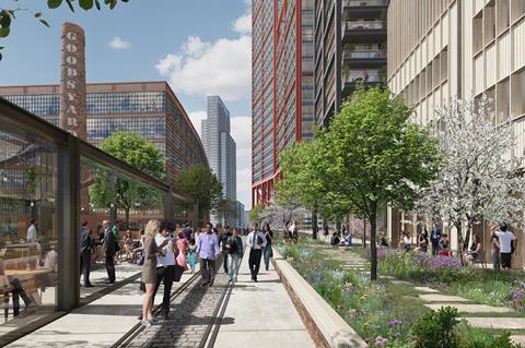 A view of the high line facing Principal Place