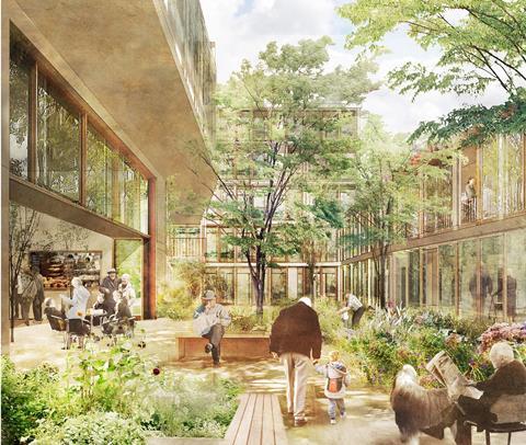 Witherford Watson Mann's new Bermondsey almshouse for United Saint Saviour's Charity: courtyard