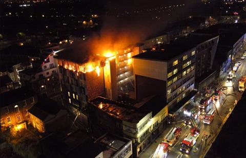 Fire rages at the new-build section of The Cube in Bolton
