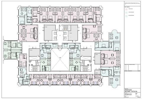 Sixth-floor plan of the office-to-resi conversion proposed for Tower Hamlets council's current Mulberry Place headquarters