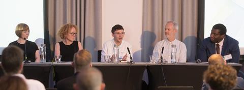 The public-realm panel at BD Live 2018. From left: Holly Lewis, Julia Finlayson, Guy Rochez, Neil Porter and Ike Ijeh