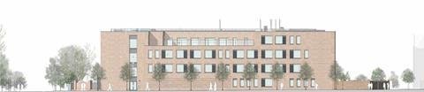 South elevation of Nicholas Hare Architects' proposals for the new Harris Clapham Sixth Form 