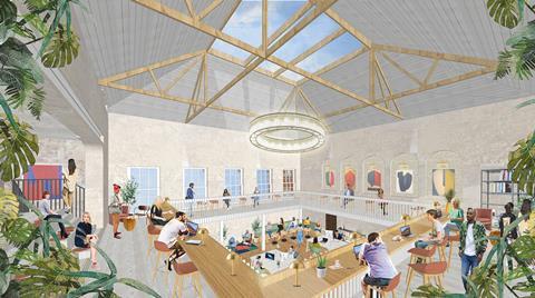 Feix & Merlin's winning Walworth Town Hall proposal. Council chamber in co-working mode