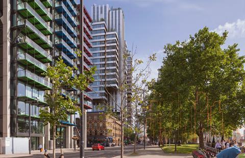 Make and Jestico & Whiles' Albert Embankment scheme with EPR and RSHP's Merano scheme to the left