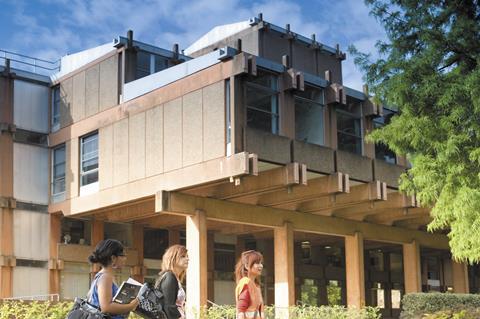 The Lego building at Reading University, designed by Howell Killick Partridge & Amis and due to be remodelled by Hawkins Brown