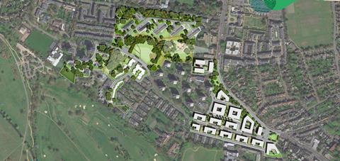 Exhibition boards alton estate  aerial view illustrative masterplan