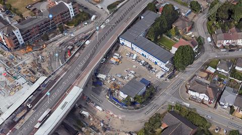 Aerial view of the Felixstowe Road site in Abbey Wood, south east London, where Flanagan Lawrence has been appointed to design a high-density housing scheme