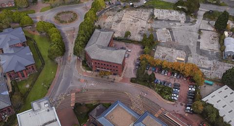 Aerial view of the site for Chapman Taylor's Anchorage Gateway tower