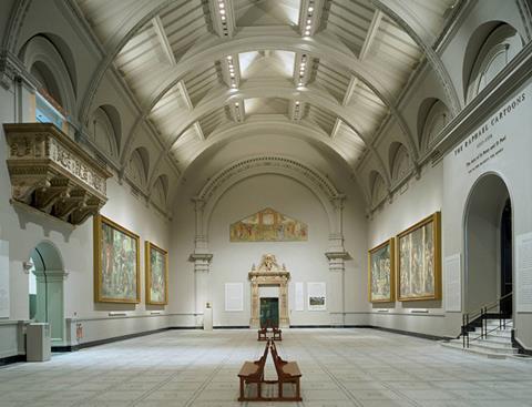 Inside the V&A's Raphael Court gallery 