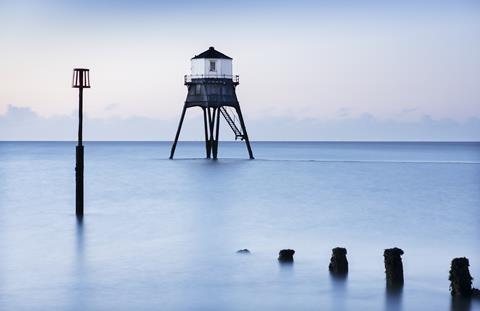 One of the two Dovercourt Lighthouses in Harwich, Essex, just added to Historic England's Heritage at Risk Register