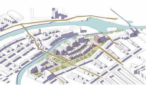 Sketch view - ISO perspective land at Charles Bennion Walk (credit rg+p)