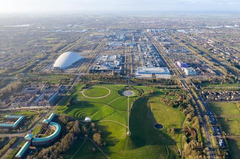 6a Architects' MK Gallery - aerial view of Milton Keynes