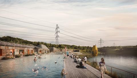 The lido that forms part of Studio Egret West's proposals for the new Northlake development in Thurrock