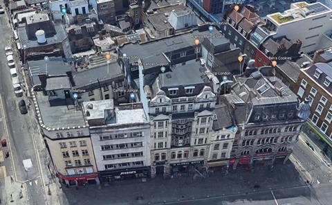 Aerial view of the site of Lifschutz Davidson Sandilands’ Oxford Street proposals