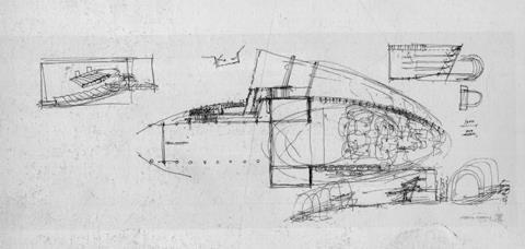 Arata Isozaki sketch - Nara Convention Hall, Nara, Japan