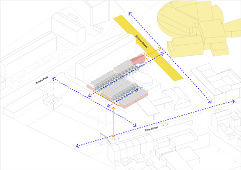 Fore Street garages axo diagram - Jan Kattein Architects Ltd