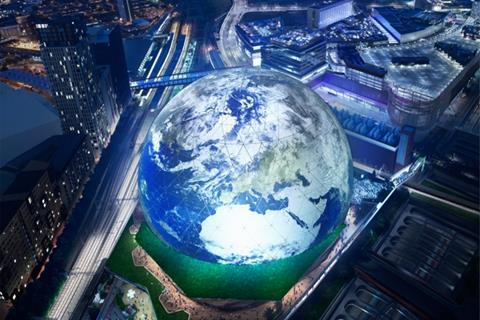 Aerial Earth Display - MSG Sphere - London