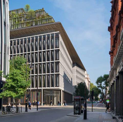 Pilbrow & Partners' plans for the redevelopment of the Marble Arch branch of Marks & Spencer, seen from North Audley Street