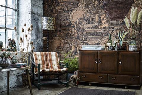 Hit the North real cork wallpaperPassion flower lampshade