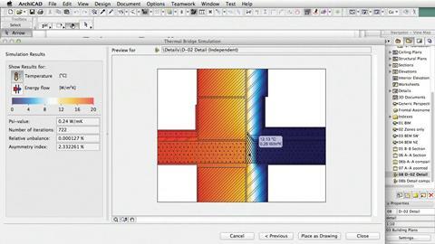 Thermal bridge simulation in Graphisoft’s EcoDesigner Star.